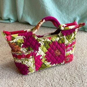 Vera Bradley Gabby Hello Dahlia Floral Purple Green Quilted Purse Tote Handbag
